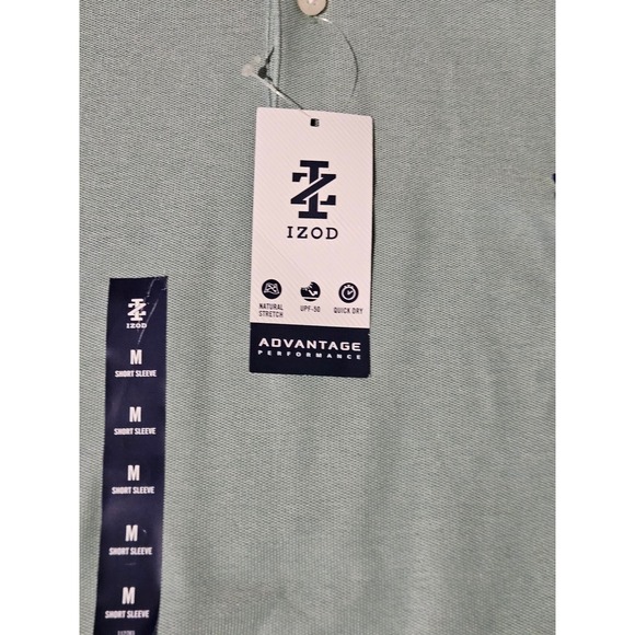 IZOD Advantage Performance Men's Short Sleeve Polo Shirt Beryl Green Size M - Picture 3 of 8